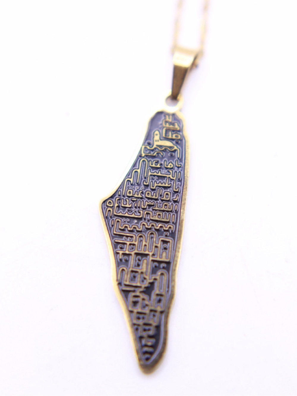 18k plated stainless steel Palestine Cities 3.0 Map Necklace Chain Pendant - Picture 3 of 3
